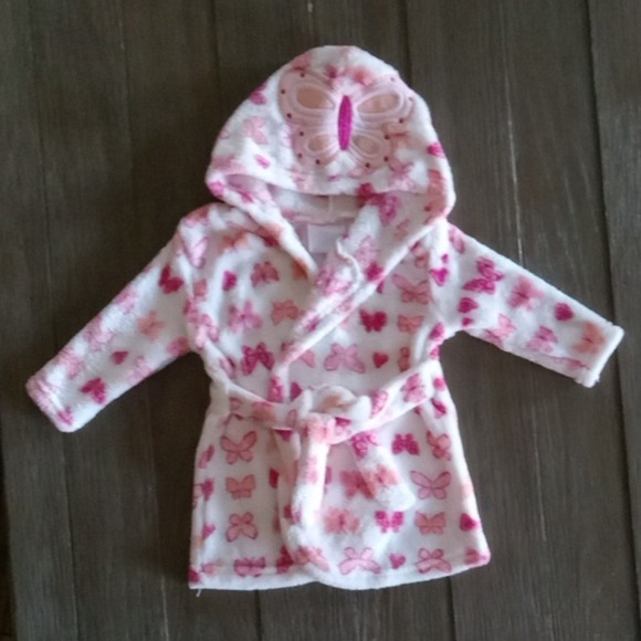 DUCK DUCK GOOSE Cozy Fleece Pink/ BUTTERFLY Infant Robe  ~ #D06406 ~ 0-9 Months - Picture 6 of 9